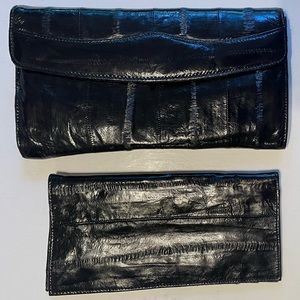 Vintage Black Eel Skin Wallet.